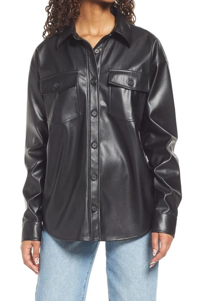 Thread & Supply Faux Leather Shirt Jacket In Black