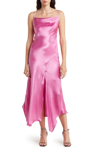 Shop Know One Cares Satin Midi Slipdress In Pink
