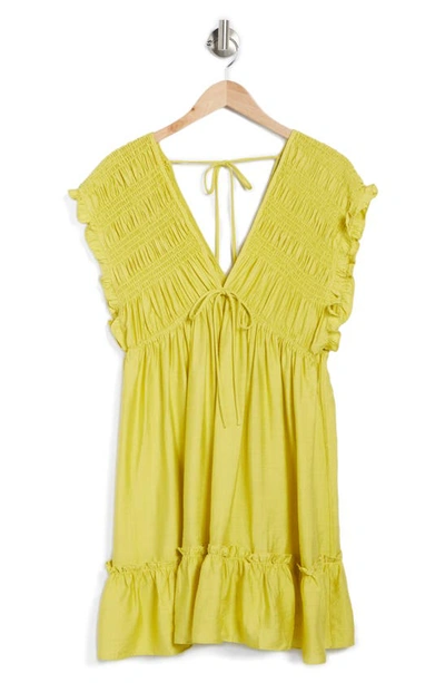 Shop Good Luck Gem Smocked Babydoll Dress In Yellow