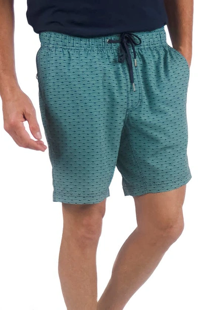 Tailor Vintage Shell 4-way Stretch Doc Shorts In Pool Blue Waves