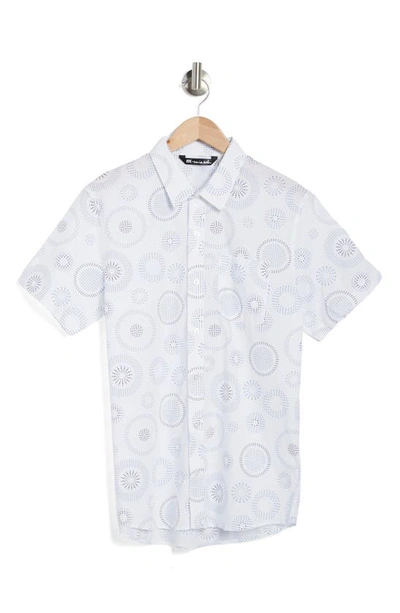 Travismathew Shady Canyon Circle Print Short Sleeve Button-up Shirt In White