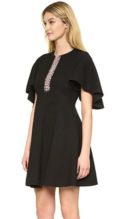 Shop Giambattista Valli Flutter Sleeve Dress In Black