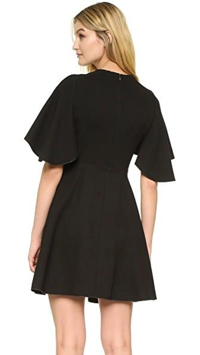 Shop Giambattista Valli Flutter Sleeve Dress In Black