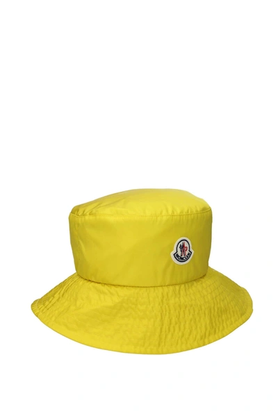 Shop Moncler Hats Polyamide Yellow