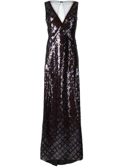 Marc Jacobs Tulle-panel Sequin-embellished Gown In Dark Blue