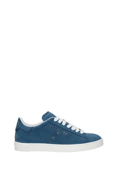 Shop Tod's Sneakers Suede Blue