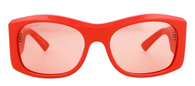 Shop Balenciaga Bb0001s 001 Wrap Sunglasses Mx In Red
