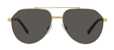 Shop Dolce & Gabbana Dg2288 131387 Aviator Sunglasses In Grey