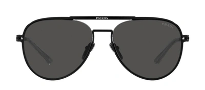 Shop Prada Pr 54zs 1bo5s0 Aviator Sunglasses In Grey