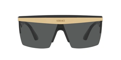 Shop Versace 0ve2254 100287 Shield Sunglasses In Grey