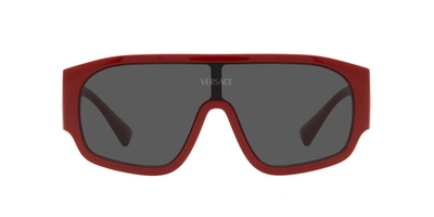 Shop Versace 0ve4439 538887 Shield Sunglasses In Grey
