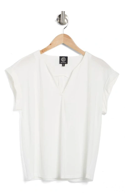 Bobeau Flutter Sleeve Crepe Blouse In White