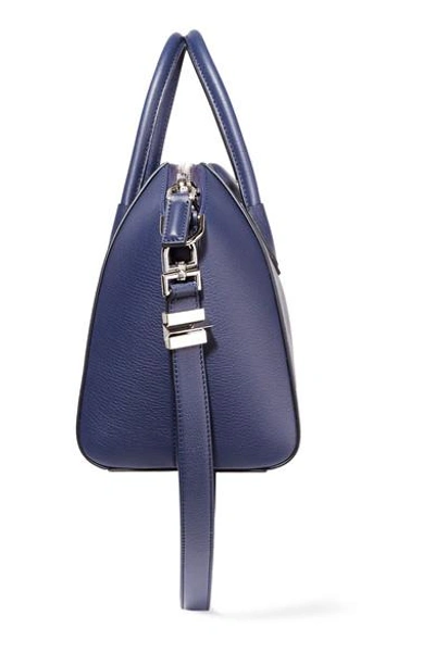 Shop Givenchy Small Antigona Bag In Navy Textured-leather