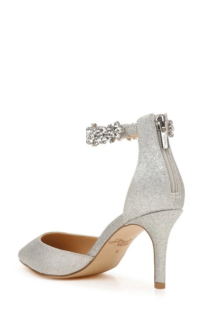 Shop Jewel Badgley Mischka Raleigh Pointed Toe Ankle Strap Pump In Silver Glitter