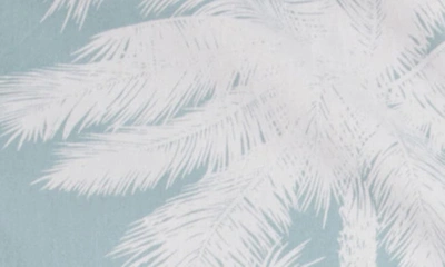 Px Palm Print Short Sleeve Button-up Peached Cotton Poplin Shirt In Seafoam