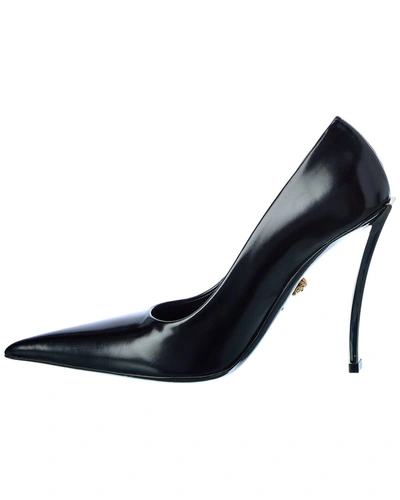 Shop Versace Pin Point Leather Pump In Black