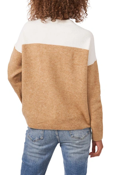 Shop Vince Camuto Extended Shoulder Colorblock Sweater In Antique White
