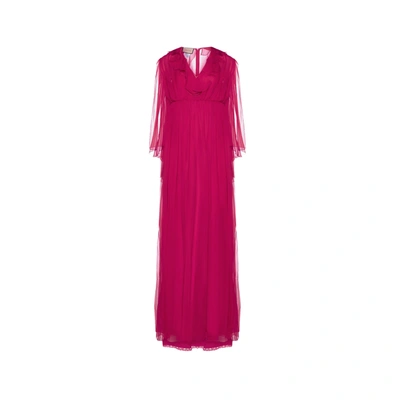 Shop Gucci Silk Midi Dress In Pink