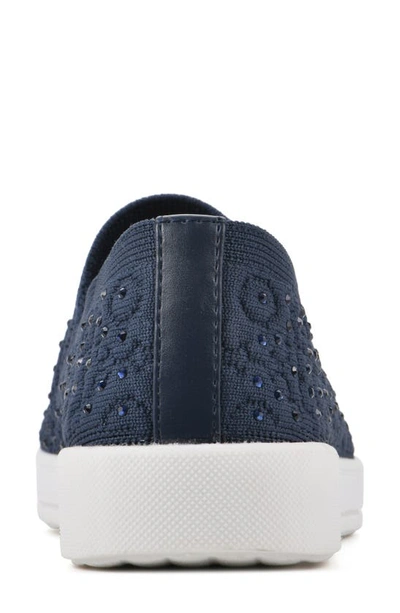 White Mountain Footwear Unit Knit Slip-on Sneaker In Navy/ Fabric