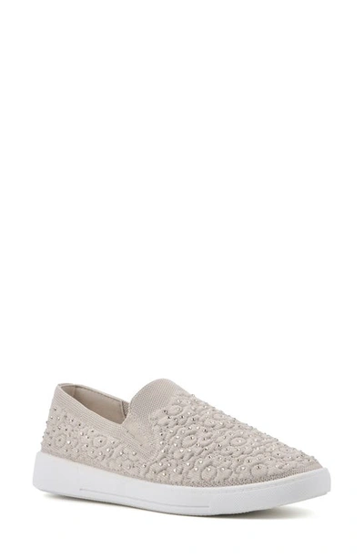 White Mountain Footwear Unit Knit Slip-on Sneaker In Taupe/ Fabric