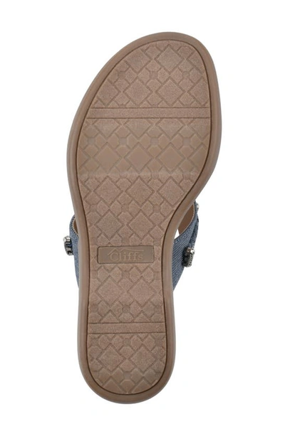 Cliffs By White Mountain Bailee Womens Slip On Embellished Thong Sandals In Dark Blue/ Denim Fabric
