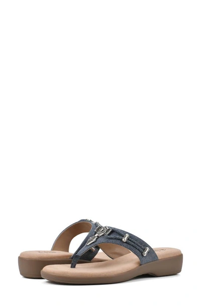 Cliffs By White Mountain Bailee Womens Slip On Embellished Thong Sandals In Dark Blue/ Denim Fabric