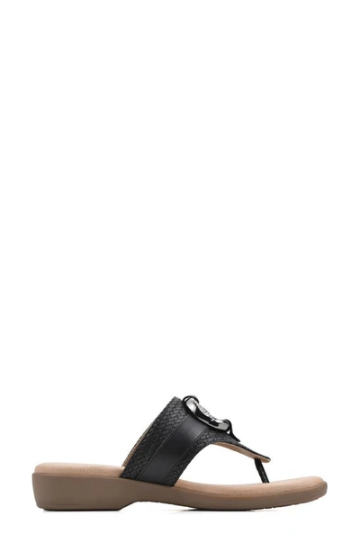 Cliffs By White Mountain Benedict Wedge Thong Sandal In Black/ Woven