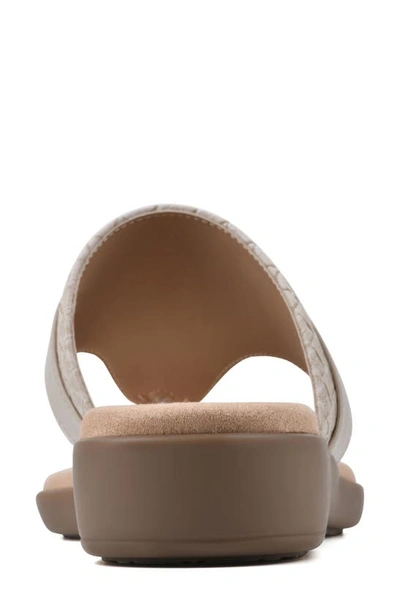 Cliffs By White Mountain Benedict Wedge Thong Sandal In Taupe/ Woven