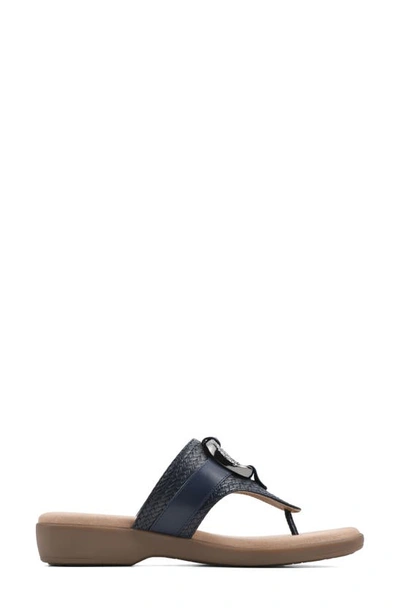 Cliffs By White Mountain Benedict Wedge Thong Sandal In Navy/ Woven