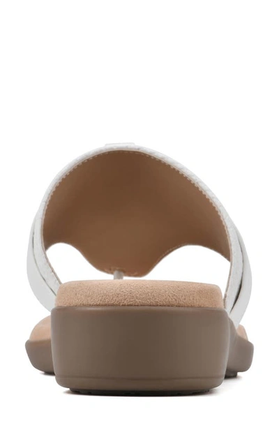 Cliffs By White Mountain Benedict Wedge Thong Sandal In White/ Woven
