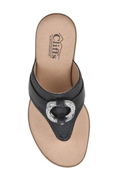 Cliffs By White Mountain Benedict Wedge Thong Sandal In Black/ Woven