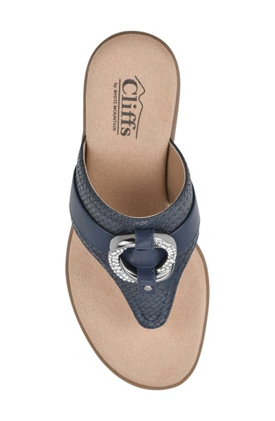 Cliffs By White Mountain Benedict Wedge Thong Sandal In Navy/ Woven