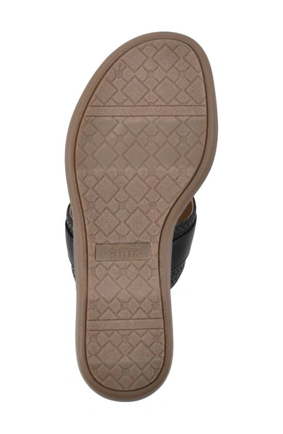 Cliffs By White Mountain Benedict Wedge Thong Sandal In Black/ Woven