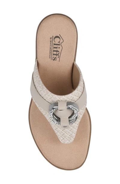 Cliffs By White Mountain Benedict Wedge Thong Sandal In Taupe/ Woven
