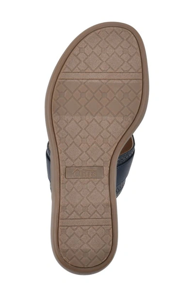 Cliffs By White Mountain Benedict Wedge Thong Sandal In Navy/ Woven