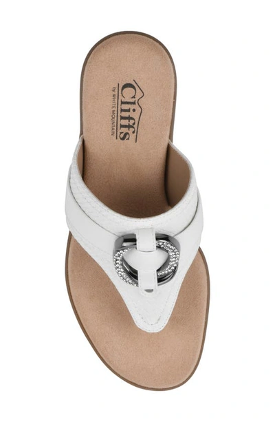 Cliffs By White Mountain Benedict Wedge Thong Sandal In White/ Woven