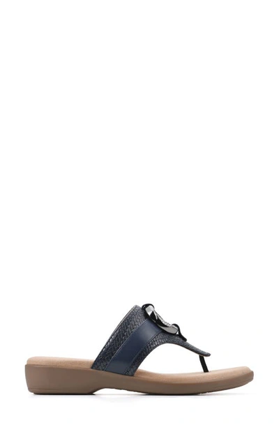 Cliffs By White Mountain Benedict Wedge Thong Sandal In Navy/ Woven
