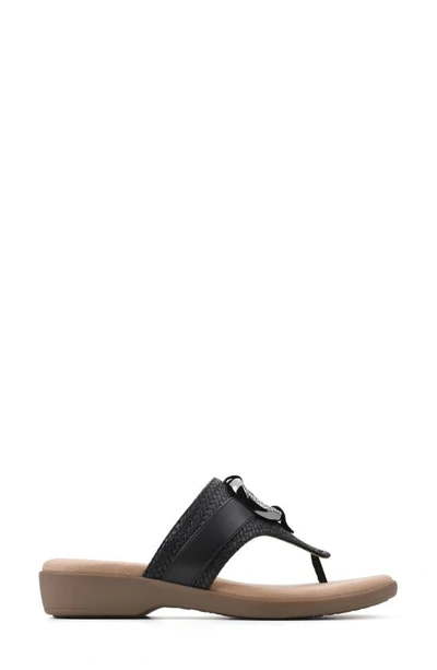 Cliffs By White Mountain Benedict Wedge Thong Sandal In Black/ Woven