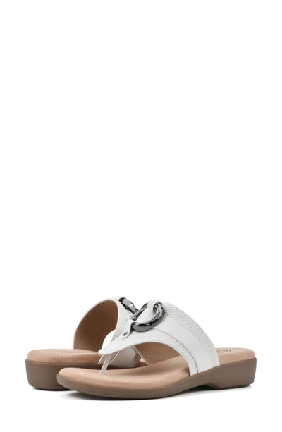 Cliffs By White Mountain Benedict Wedge Thong Sandal In White/ Woven