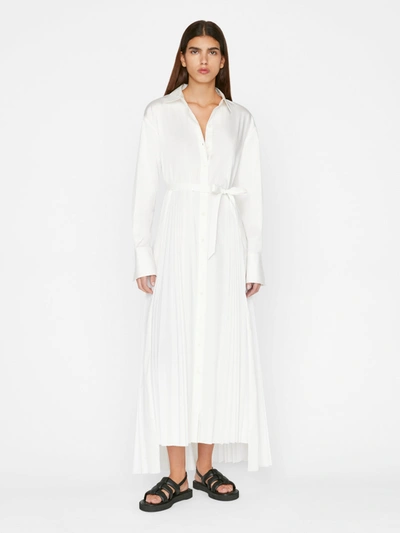 Shop Frame Pleated Inset Maxi Dress Blanc