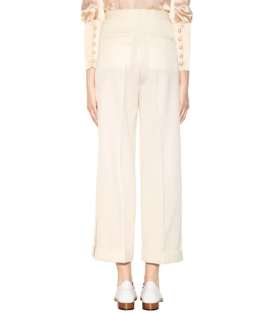 Shop Hillier Bartley Cropped Wide-leg Wool Trousers In White