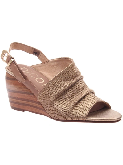 Shop Nicole Aziza Womens Leather Slingback Wedge Sandals In Multi