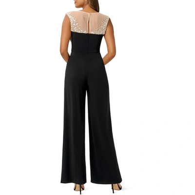 Shop Adrianna Papell Womens Embellished Wide Leg Jumpsuit In Black