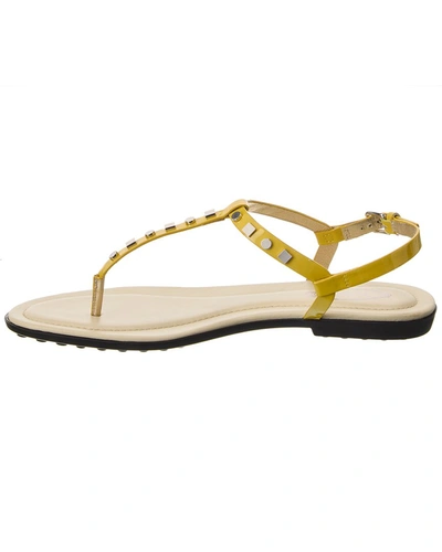 Shop Tod's Leather Sandal In Yellow