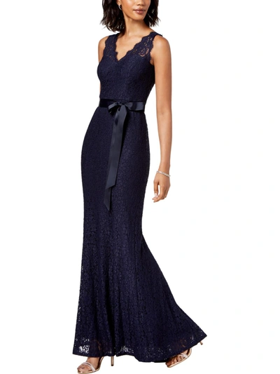 Shop Adrianna Papell Womens Lace Sleeveless Evening Dress In Blue