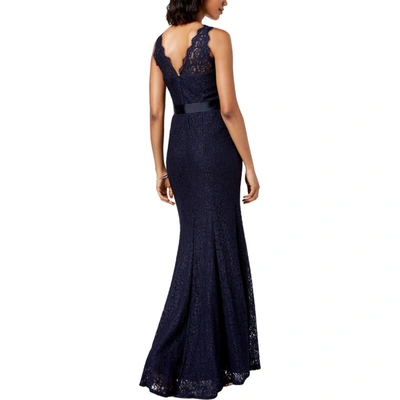 Shop Adrianna Papell Womens Lace Sleeveless Evening Dress In Blue
