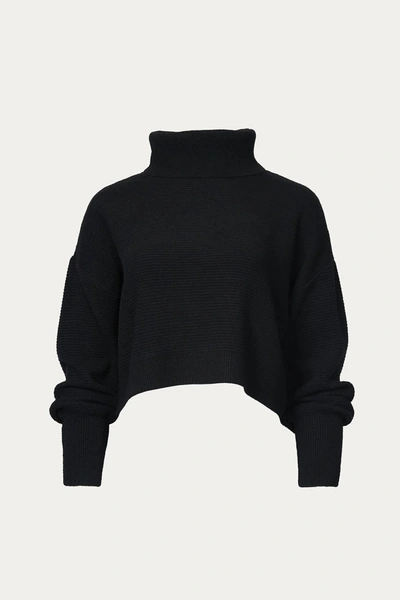 Shop Rd Style Slouchy Cropped Turtleneck Sweater In Black