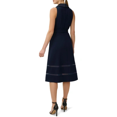 Shop Adrianna Papell Womens Satin Trim Calf Midi Dress In Blue