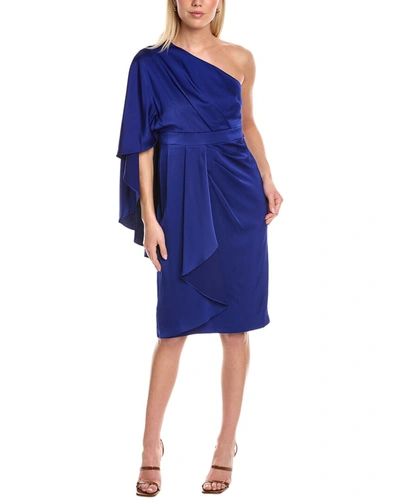 Shop Aidan Mattox One-shoulder Draped Dress In Blue