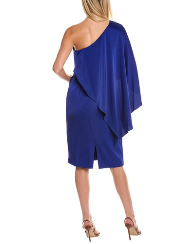 Shop Aidan Mattox One-shoulder Draped Dress In Blue